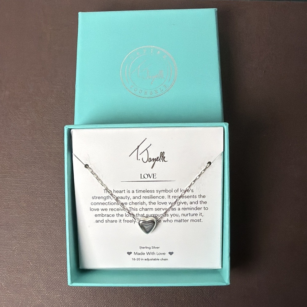 Sterling Silver T. Jazelle Solid Heart Pendant Necklace 18"-20" 925 New in Box - Picture 2 of 7